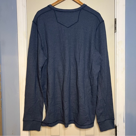Eddie Bauer Mens Shirt Extra Large Tall Blue Thermal Crew Sweater Sleep Knit - Picture 4 of 4